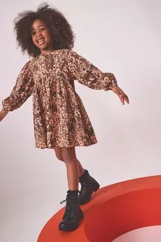 Трикотажное платье с длинными рукавами (3–16 лет) Next, бежевый