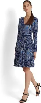 Трикотажное платье с длинными рукавами и цветочным принтом LAUREN Ralph Lauren, цвет Navy Multi