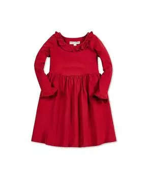 Трикотажное платье с длинными рукавами и рюшами для маленьких девочек Hope & Henry, красный