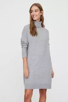 Трикотажное платье с длинными рукавами и высоким вырезом Vero Moda, серый