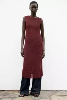 Трикотажное платье с фактурой ZARA, цвет aubergine