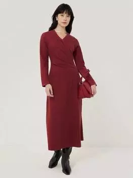 Трикотажное платье с имитацией обертки с длинным рукавом Jigsaw, розовый