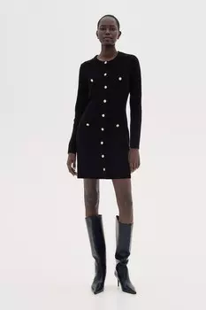 Трикотажное платье с карманами H&M, черный