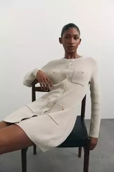 Трикотажное платье с карманами H&M, бежевый