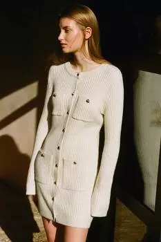 Трикотажное платье с карманами H&M, бежевый