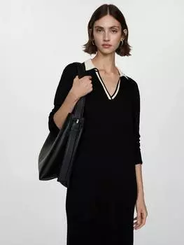 Трикотажное платье с контрастным воротником от bianca Mango, черный