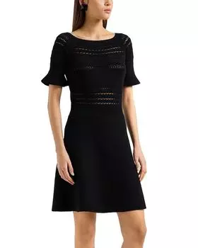 Трикотажное платье с короткими рукавами и несколькими стежками Emporio Armani, черный
