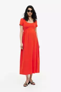 Трикотажное платье с квадратным вырезом H&M, красный