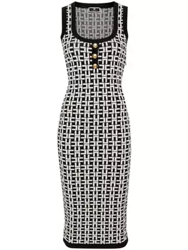 Трикотажное платье с логотипом Elisabetta Franchi, черный