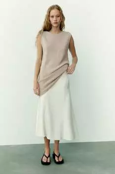 Трикотажное платье с металлическими нити ZARA, серебряный