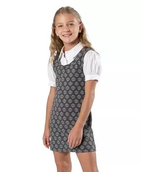 Трикотажное платье с многослойным эффектом для больших девочек и рубашка с воротником, 2 предмета Rare Editions, серый