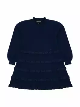 Трикотажное платье с оборками EMPORIO ARMANI, тёмно-синий