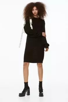Трикотажное платье с открытой спиной H&amp;M, черный
