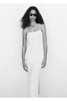 Трикотажное платье с перекрестной спинкой Mango, белый