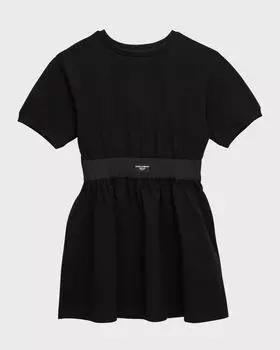 Трикотажное платье с поясом и логотипом для девочек Dolce&Gabbana, цвет Black