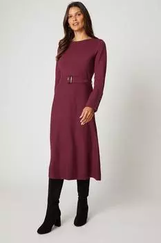 Трикотажное платье с поясом и разрезом на пуговицах Wallis, красный