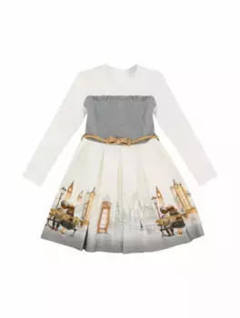 Трикотажное платье с принтом Monnalisa, мультиколор