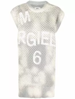 Трикотажное платье с принтом тай-дай MM6 Maison Margiela, бежевый