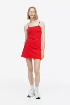 Трикотажное платье с расклешенной юбкой H&M, красный
