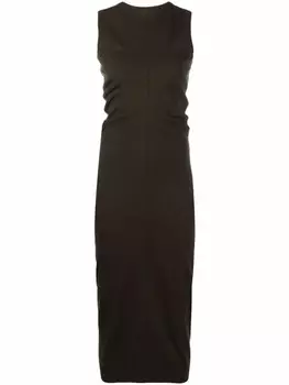 Трикотажное платье с разрезом Maison Margiela, коричневый
