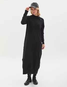 Трикотажное платье с рукавами реглан, полуводолазка, черное Kayra