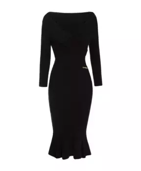 Трикотажное платье S с юбкой годе Elisabetta Franchi, черный