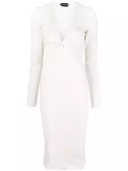 Трикотажное платье с V-образным вырезом TOM FORD, нейтральный