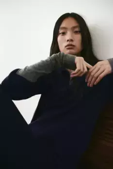 Трикотажное платье с воротником H&M, синий