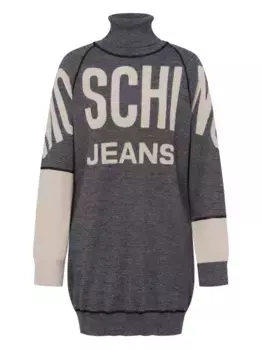 Трикотажное платье с высоким воротником MOSCHINO JEANS, серый