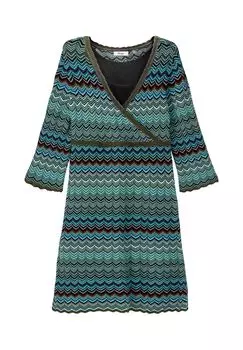 Трикотажное платье с запахом, с нижним платьем sheego, цвет Dunkeloliv Gemustert