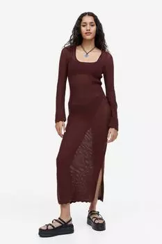Трикотажное платье с завязками H&M, темно-красный