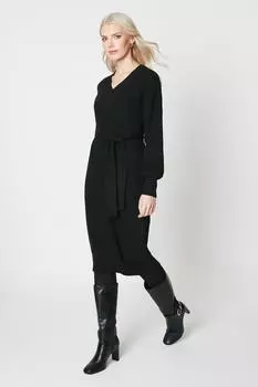 Трикотажное платье с завязками на талии и крыльями летучей мыши Debenhams, черный