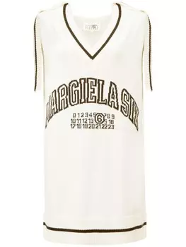 Трикотажное платье с жаккардовым логотипом MM6 Maison Margiela, белый