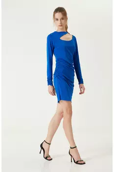 Трикотажное платье Saks с длинными рукавами Network, темно-синий