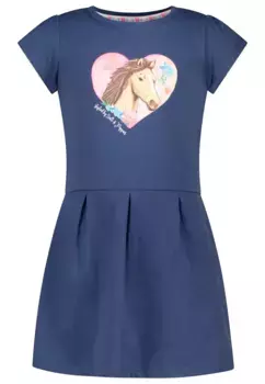 Трикотажное платье SALT AND PEPPER "Фэнси" с принтом "лошадь" и блестками, синий