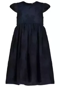 Трикотажное платье SALT AND PEPPER из сетки с цветочной вышивкой, синий