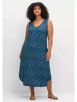 Трикотажное платье Sheego "Большие размеры" с орнаментальным принтом, синий