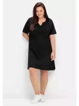 Трикотажное платье Sheego "Большие размеры" из мягкой смеси хлопка и модала, черный