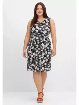 Трикотажное платье Sheego "Большие размеры", с запахом, черный