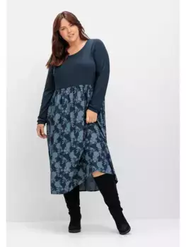Трикотажное платье Sheego "больших размеров", длины миди, микс фасонов и материалов, синий