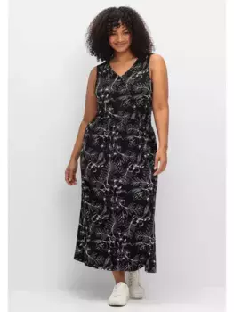 Трикотажное платье Sheego "больших размеров", длина миди, черно-белый