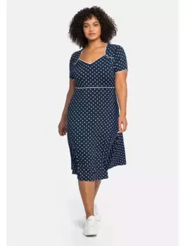 Трикотажное платье sheego by Joe Brown "Большие размеры" с точечным принтом и окантовкой Sheego By Joe Browns, синий