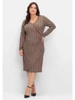 Трикотажное платье sheego by Joe Browns "Большие размеры", с запахом, с графическим принтом, бежевый
