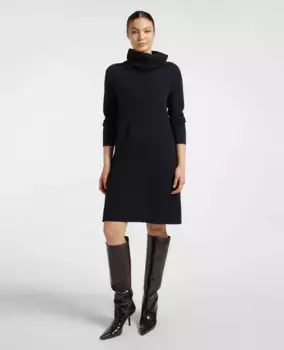 Трикотажное платье со съемным воротником Elena Mir, темно-синий