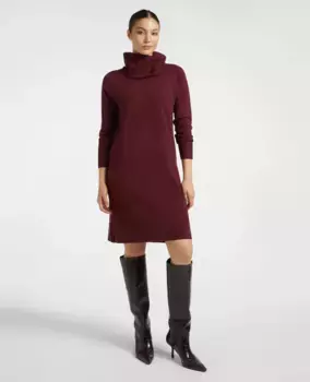 Трикотажное платье со съемным воротником Elena Mir, бордовый