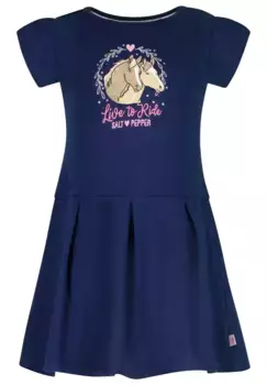 Трикотажное платье "СОЛЬ И ПЕРЦ" "Horse Club" с великолепной аппликацией в виде лошади Salt And Pepper, синий