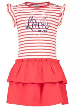 Трикотажное платье СОЛЬ И ПЕРЦ "Солнышко" с вышивкой в виде сердца и пайеток Salt And Pepper, белый