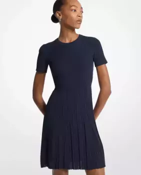 Трикотажное платье стрейч с расклешенной юбкой Michael Michael Kors, тёмно-синий