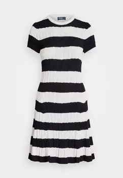 Трикотажное платье STRIPED CABLE KNIT SWEATER DRESS Ralph Lauren, белый