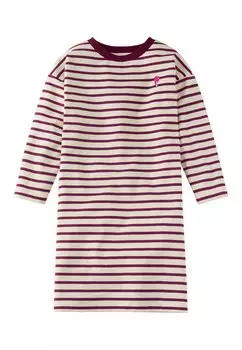 Трикотажное платье STRIPED hessnatur, цвет weinrot